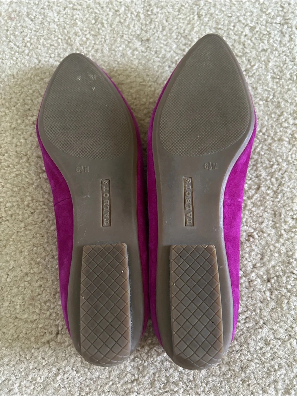 Talbots Women's Suede Pointed Penny Loafers — Magenta sz 6.5